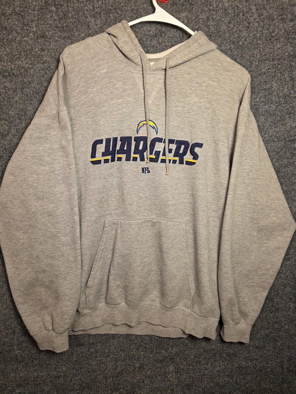 VintageChargers NFL Team Apparel Embroidered Hoodie Mens XL Gray Heavyweight